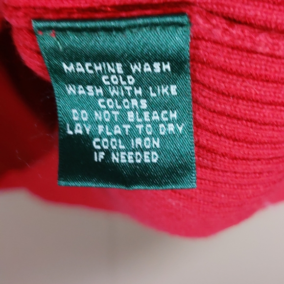 Vintage Lauren Ralph Lauren RLL Logo Red Ribbed Knit Turtle Neck Top Size Small - Picture 4 of 7